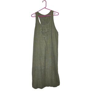 Match Vintage Green Corduroy Jumper Dress Petite 6P Cotton Sleeveless USA Petite